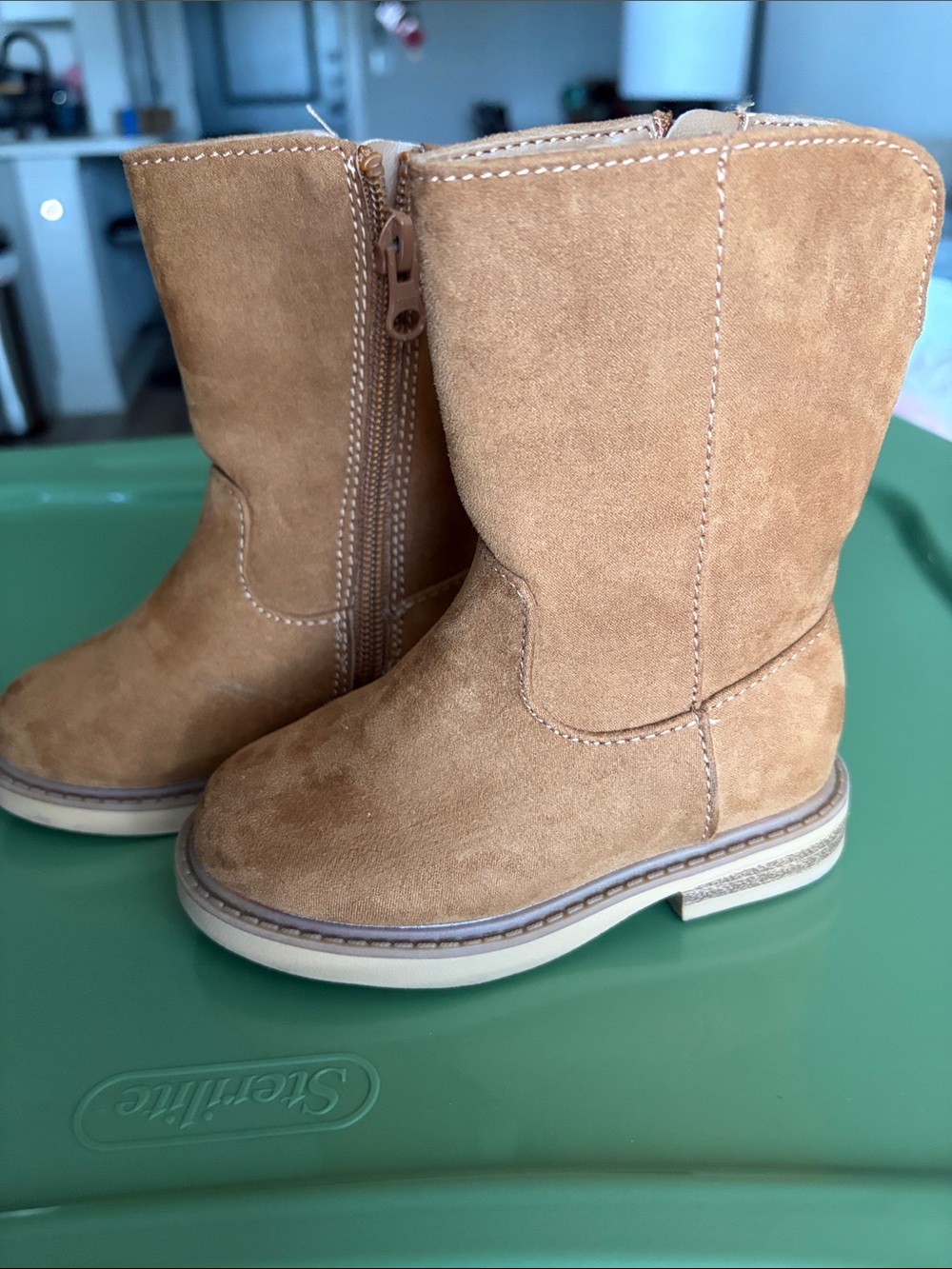Cat & Jack Kids Suede Zip Boots - Tan Brown